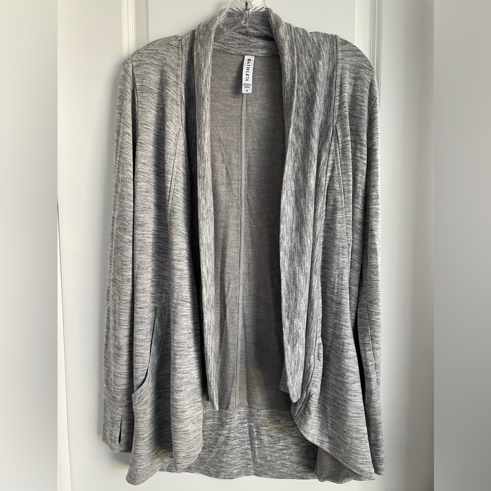 athleta pranayama wrap, heather gray grey, small